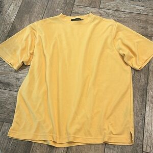 Bugatchi Uomo T-Shirt Mens Yellow Ribbed Short Sleeve Modal medium